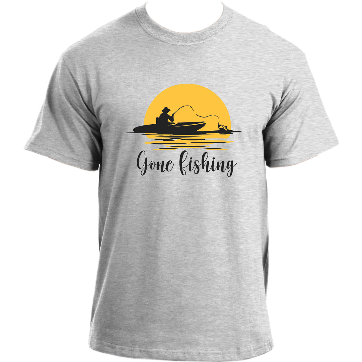 Gone Fishing T-Shirt I Cool Gift For Fisherman Fish Mens T Shirt Ash Grey / Large