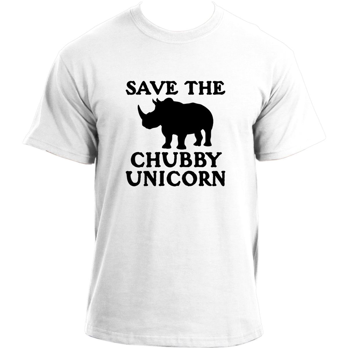 Save The Chubby Unicorn Novelty Sarcastic T Shirt | Funny Rhino Mens T-shirt