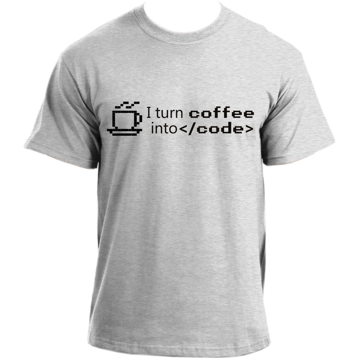 I Turn Coffee Into Code T Shirt - Funny Computer Programmers T-Shirt - Funky Geek Coffee Tshirt for Men