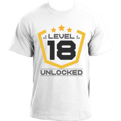 Level 18 Unlocked Birthday For Gamers T-shirt | 18th Birthday Tshirt | Funny Gaming T-shirt For Men