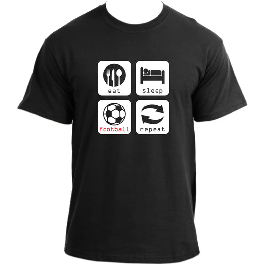 Eat Sleep Football Repeat T-Shirt I Sport Player Footballer Tshirt I Eat Sleep Repeat Shirt