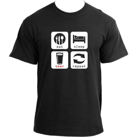 Eat Sleep Beer Repeat T-Shirt I Drinking Beer Funny Beer Lover Tshirt I Eat Sleep Repeat Shirt