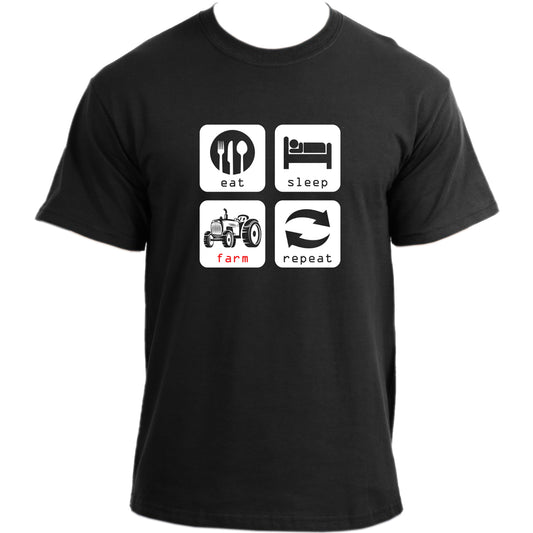 Eat Sleep Farm Repeat T-Shirt I Tractor Farming Tshirt for Farmers I Eat Sleep Repeat Shirt